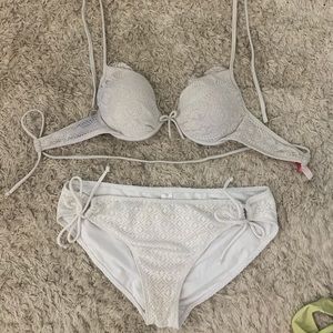 Victoria Secret White Lace Bikini Set